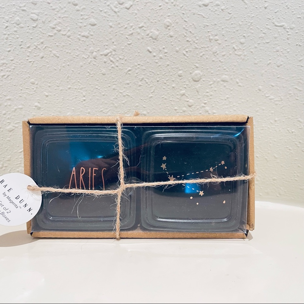 Rae Dunn Aries Set OF 2 Black Jewelry Boxes OS NWT